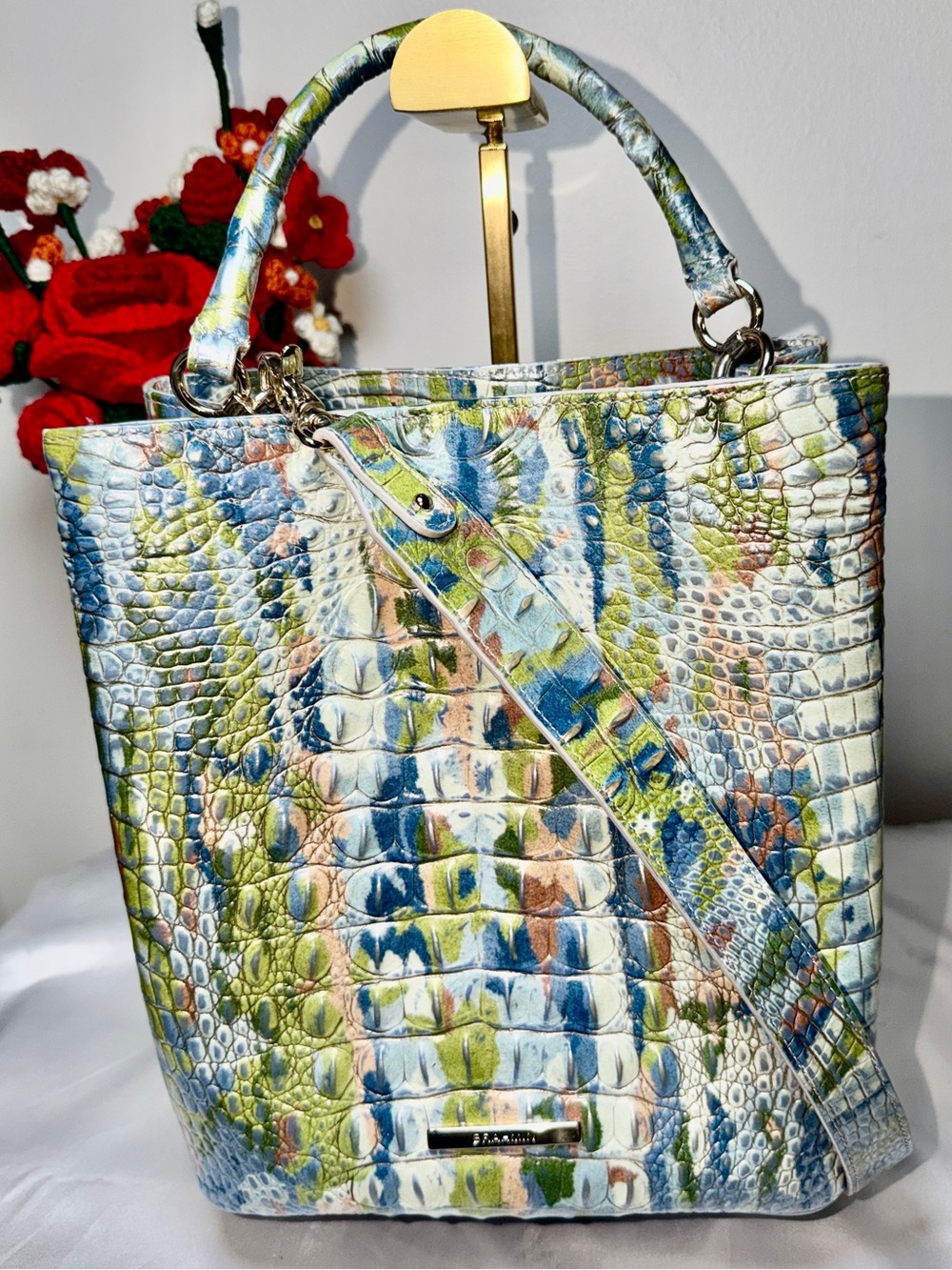 Brahmin Multicolor Amelia Top Handle Bucket BagLike New